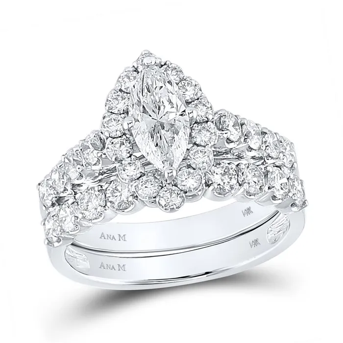 gndatlanta Rings 14k White Gold Marquise Diamond Bridal Wedding Ring Set 2 Cttw Certified gndatlanta Rings 14k White Gold Marquise Diamond Bridal Wedding Ring Set 2 Cttw Certified