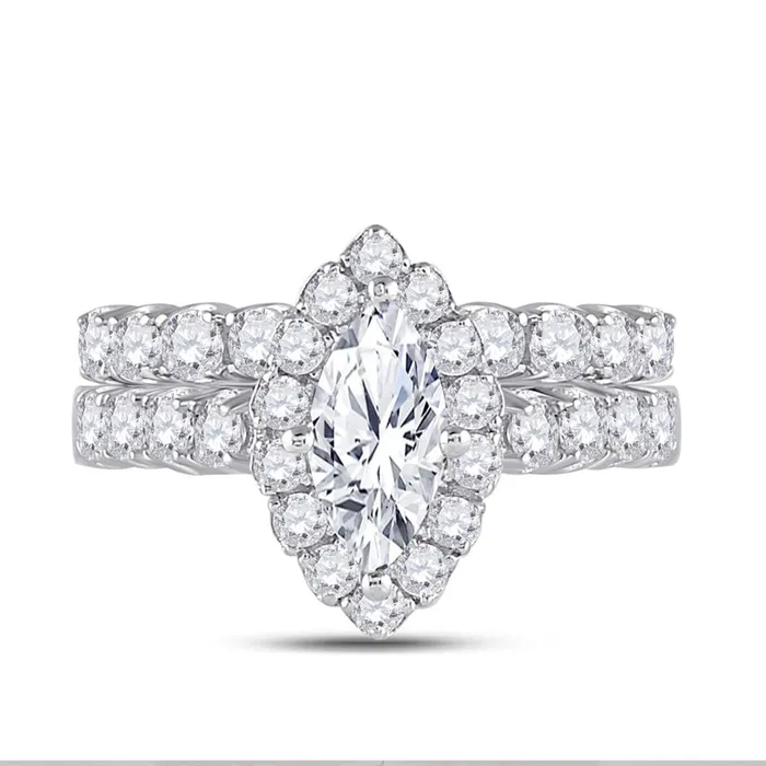 gndatlanta Rings 14k White Gold Marquise Diamond Bridal Wedding Ring Set 2 Cttw Certified