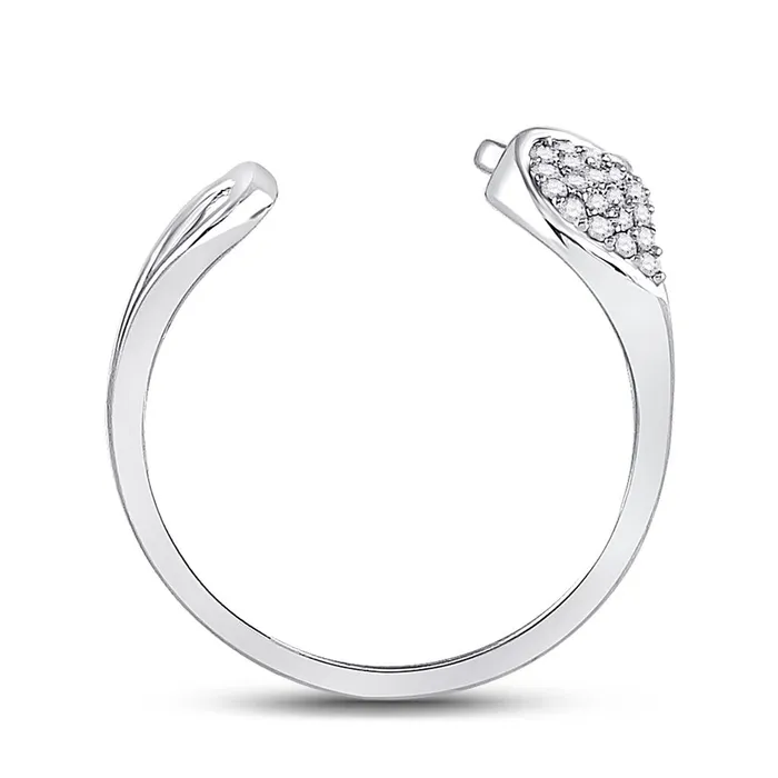 gndatlanta Rings 14k White Gold Round Diamond Abstract Fashion Ring 15 Cttw