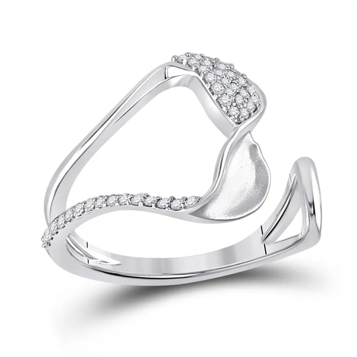 gndatlanta Rings 14k White Gold Round Diamond Abstract Fashion Ring 15 Cttw