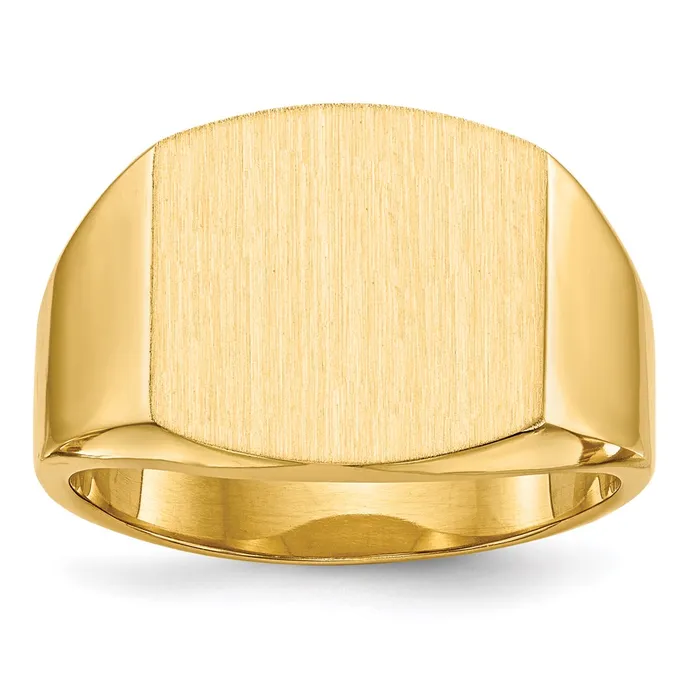 Goldia 14K Yellow Gold 135x145mm Closed Back Mens Signet Ring Rings