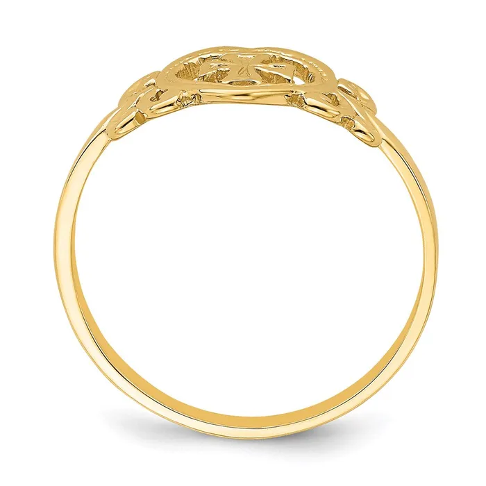 Goldia 14K Yellow Gold Polished Cross In Heart Ring Rings