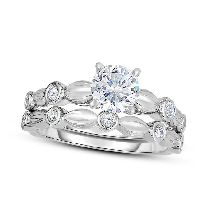 Goldia 210 CT TW Natural Diamond Alternating Bridal Engagement Ring Set in Solid 14K White Gold Rings Goldia 210 CT TW Natural Diamond Alternating Bridal Engagement Ring Set in Solid 14K White Gold Rings