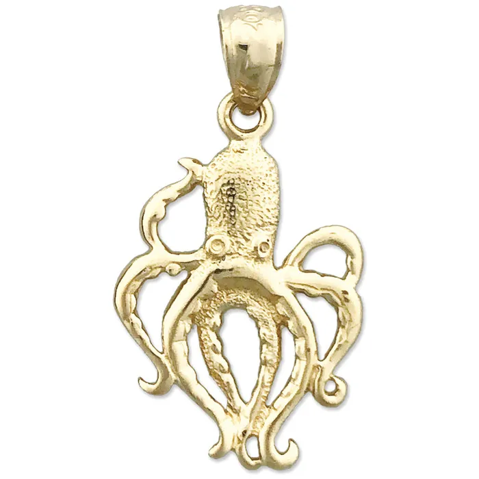 Goldia Charm Necklaces 14K Gold 18MM Cephalopod Octopus Charm