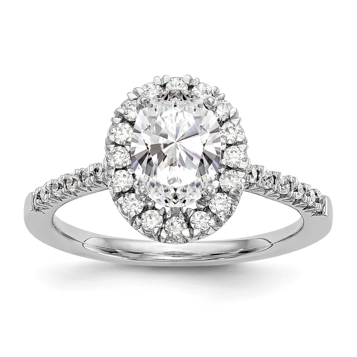Goldiacom Rings 14kw Oval Halo Simulated Diamond Engagement Ring