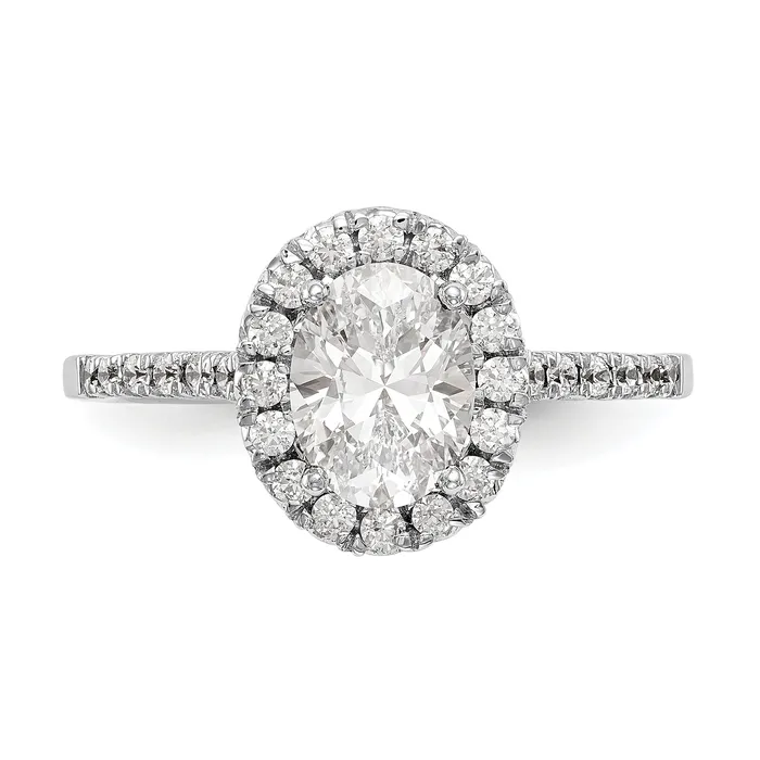 Goldiacom Rings 14kw Oval Halo Simulated Diamond Engagement Ring