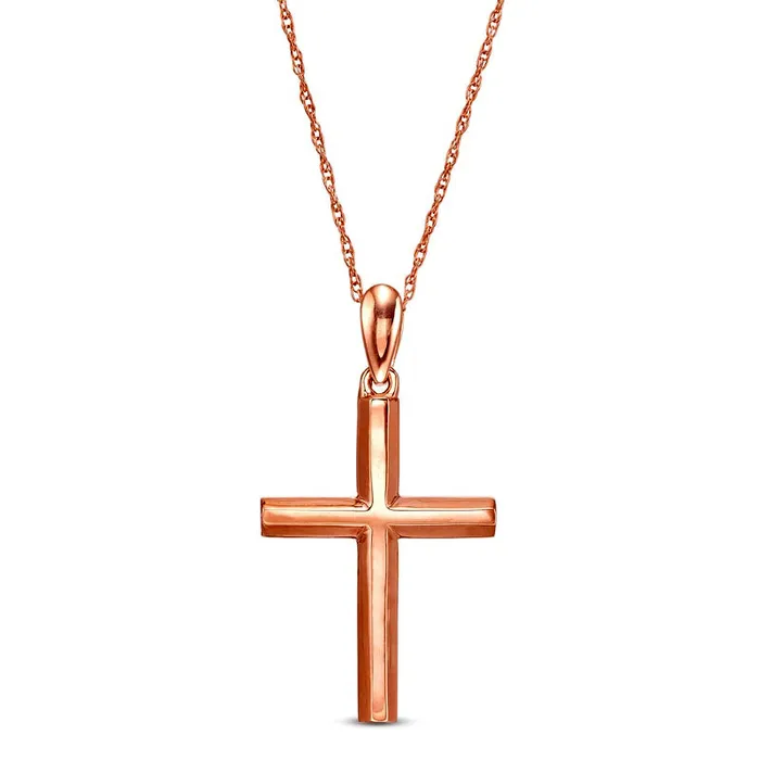 Goldia Cross Pendant in 10K Rose Gold Necklaces