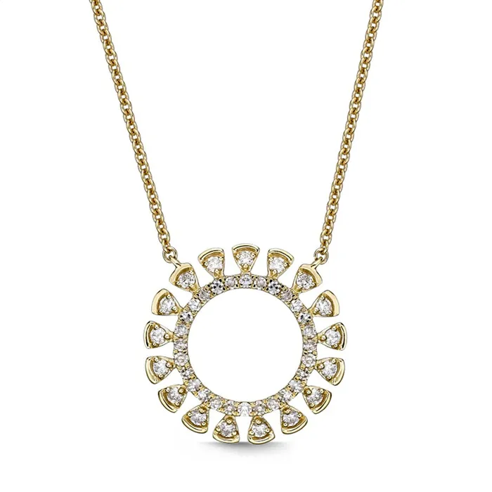 Goldia Necklaces 025 CT TW Composite Natural Diamond Sun Necklace in 10K Yellow Gold Goldia Necklaces 025 CT TW Composite Natural Diamond Sun Necklace in 10K Yellow Gold