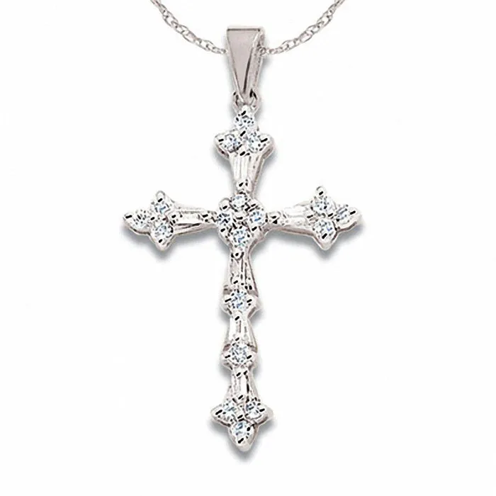 Goldia Necklaces 025 CT TW Natural Diamond Miracle Cross Pendant in 10K White Gold Goldia Necklaces 025 CT TW Natural Diamond Miracle Cross Pendant in 10K White Gold