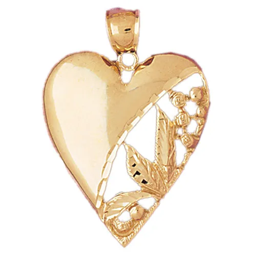 Goldia Necklaces 14K Gold Leaf Heart Pendant