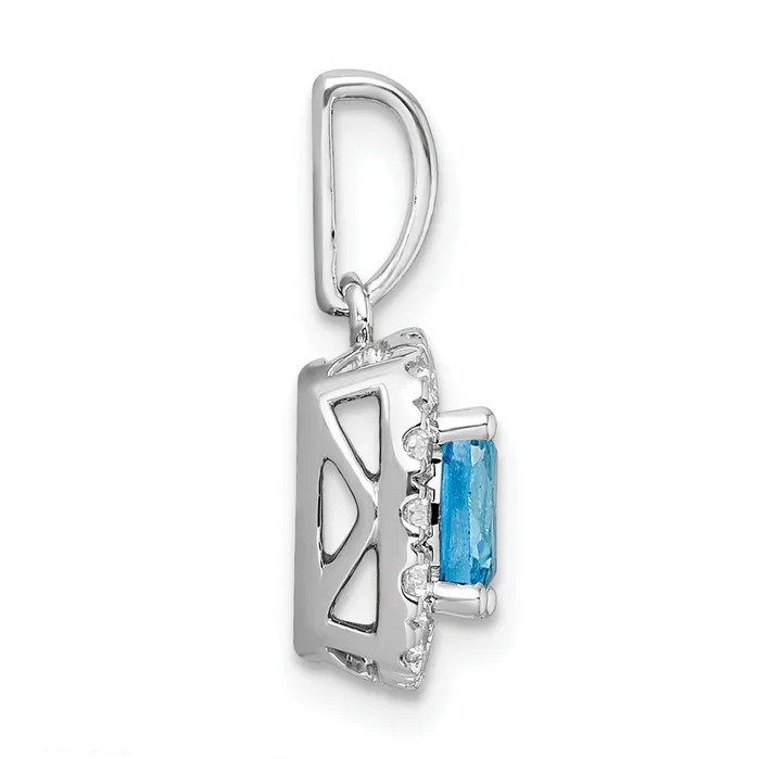 Goldia Necklaces 14k White Gold 14 Ct Lab Grown Diamond VSSI G December Birthstone Blue Topaz Halo Pendant