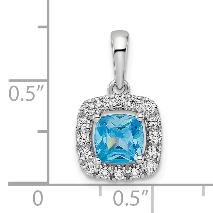 Goldia Necklaces 14k White Gold 14 Ct Lab Grown Diamond VSSI G December Birthstone Blue Topaz Halo Pendant