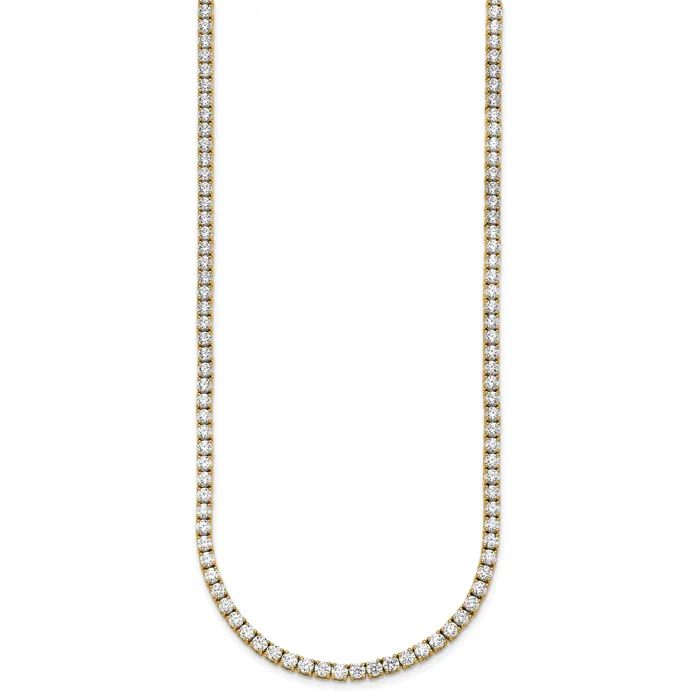 Goldia Necklaces 14k Yellow Gold 17 78 Ct Lab Grown Diamond VSSI G Round 24 inch Straight Tennis Necklace