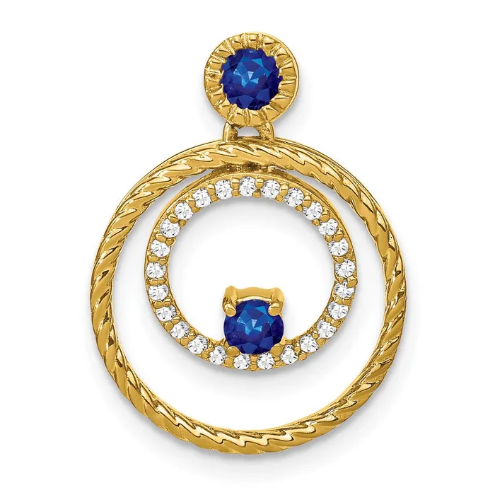 Goldia Necklaces 14K Yellow Gold Sapphire and Real Diamond Circles Pendant Goldia Necklaces 14K Yellow Gold Sapphire and Real Diamond Circles Pendant