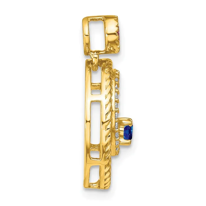 Goldia Necklaces 14K Yellow Gold Sapphire and Real Diamond Circles Pendant
