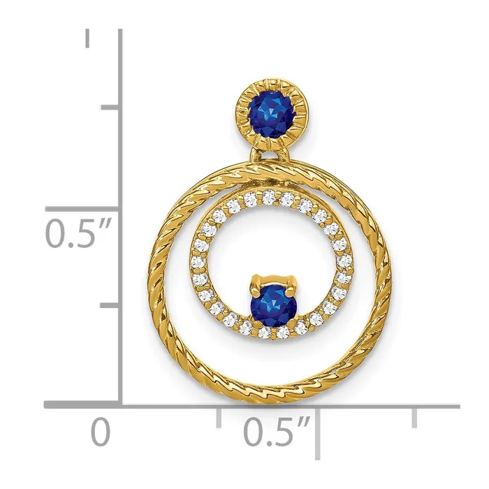 Goldia Necklaces 14K Yellow Gold Sapphire and Real Diamond Circles Pendant