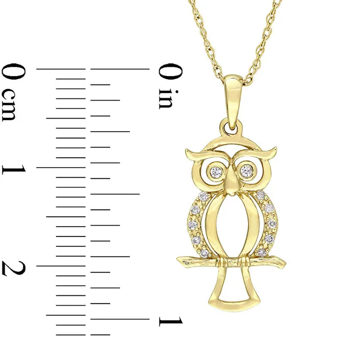 Goldia Necklaces Natural Diamond Accent Owl Pendant in 10K Yellow Gold 17 Goldia Necklaces Natural Diamond Accent Owl Pendant in 10K Yellow Gold 17