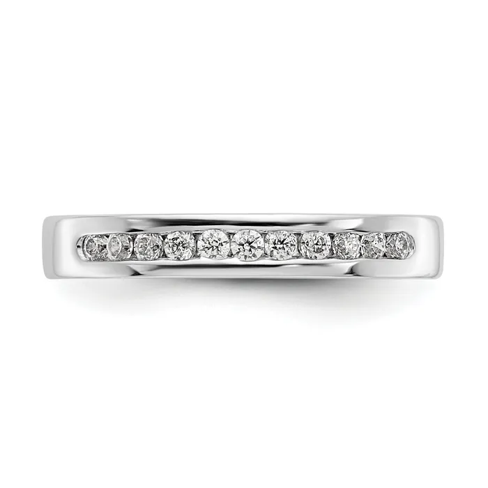 Goldia Rings 022ct CZ Solid Real 14K White Gold 11Stone Channel Wedding Band Ring