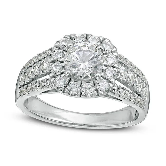 Goldia Rings 15 CT TW Natural Diamond Cushion Frame MultiRow Engagement Ring in Solid 14K White Gold Goldia Rings 15 CT TW Natural Diamond Cushion Frame MultiRow Engagement Ring in Solid 14K White Gold