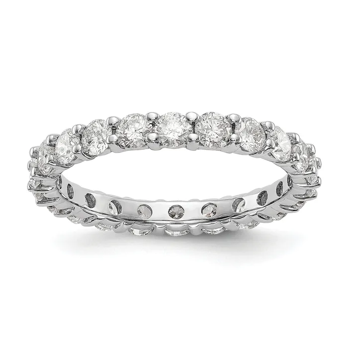 Goldia Rings 14k White Gold 2 Ct Lab Grown Diamond VSSI G Shared Prong Eternity Band Ring
