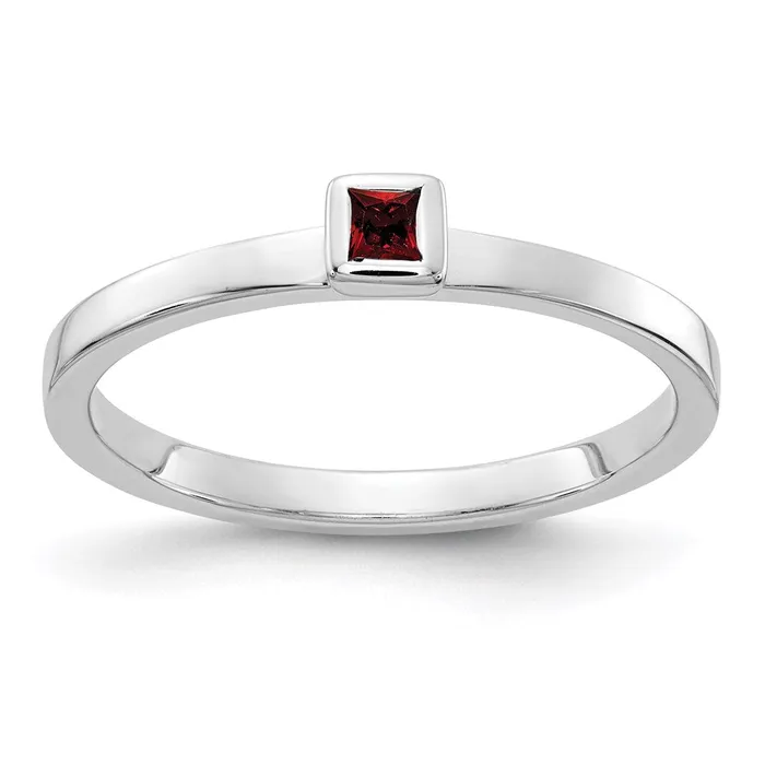 Goldia Rings 14k White Gold Garnet Ring