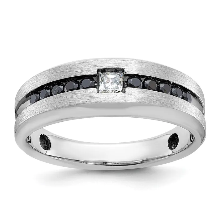Goldia Rings 14k White Gold Mens Polished and Brushed Diamond Ring Mounting Goldia Rings 14k White Gold Mens Polished and Brushed Diamond Ring Mounting