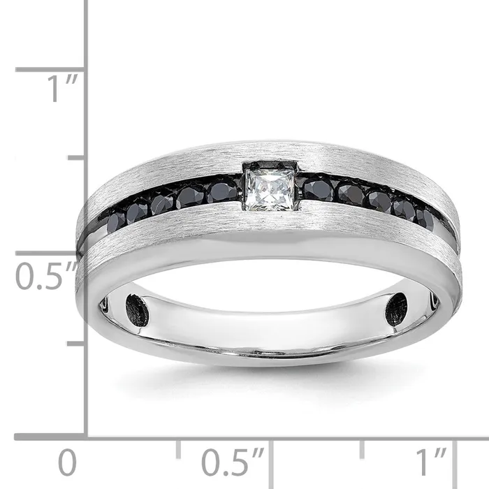 Goldia Rings 14k White Gold Mens Polished and Brushed Diamond Ring Mounting
