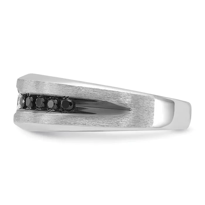 Goldia Rings 14k White Gold Mens Polished and Brushed Diamond Ring Mounting