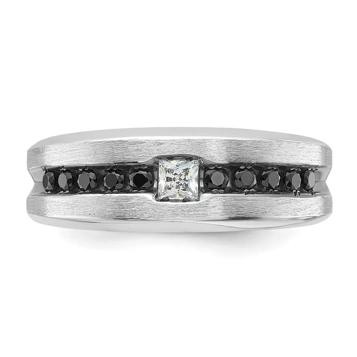 Goldia Rings 14k White Gold Mens Polished and Brushed Diamond Ring Mounting