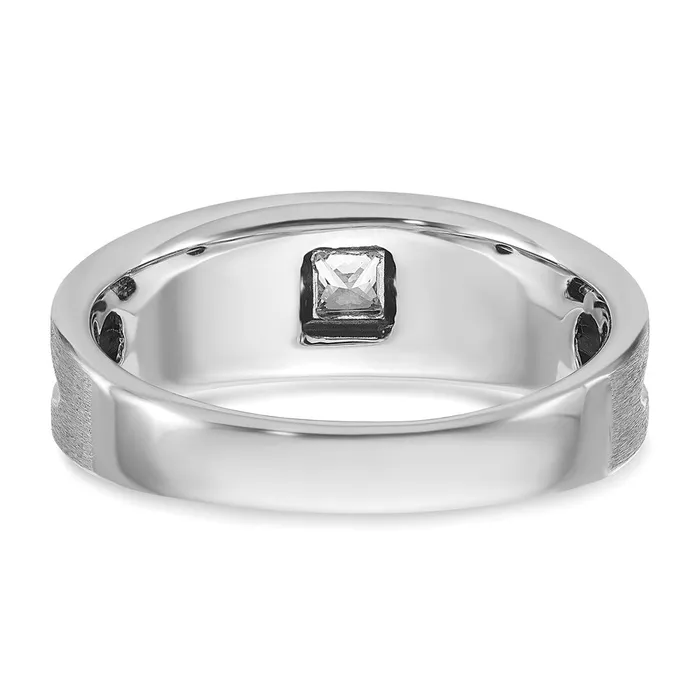 Goldia Rings 14k White Gold Mens Polished and Brushed Diamond Ring Mounting