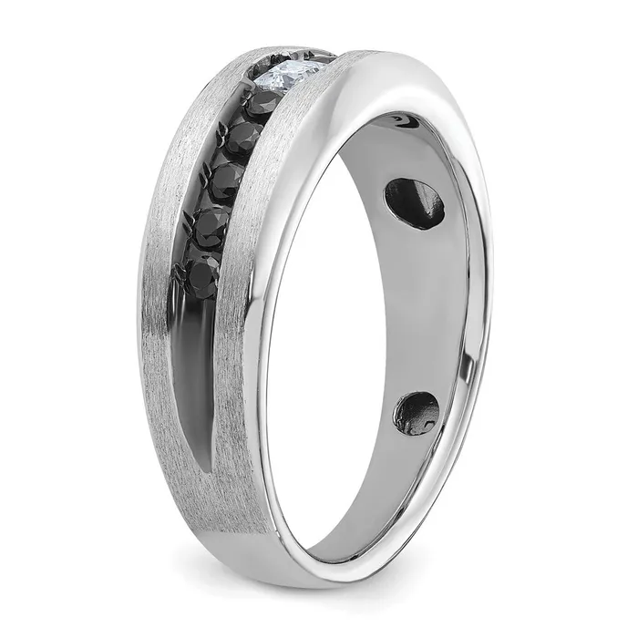 Goldia Rings 14k White Gold Mens Polished and Brushed Diamond Ring Mounting