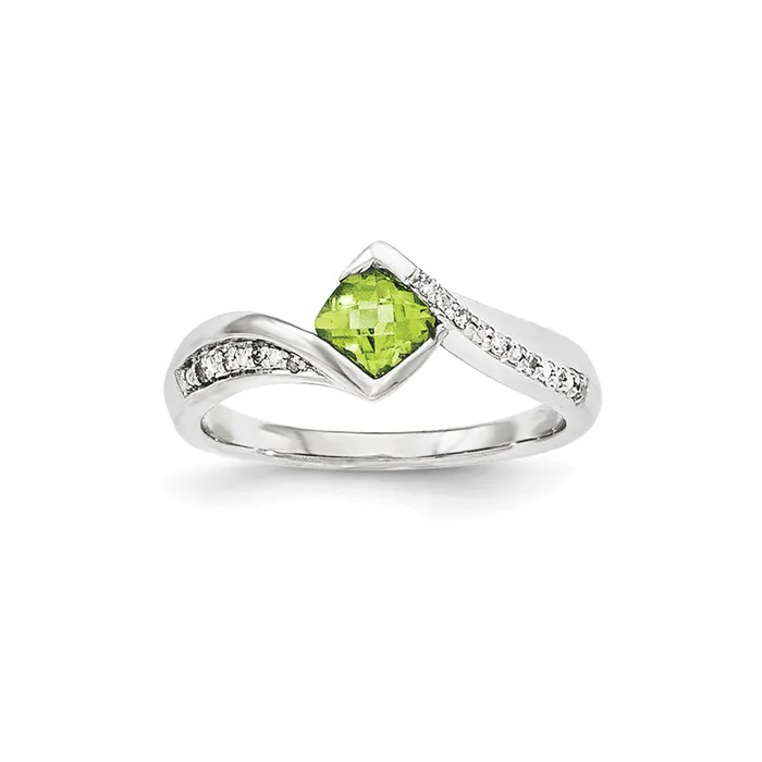 Goldia Rings 14K White Gold Real Diamond u0026 Peridot Ring