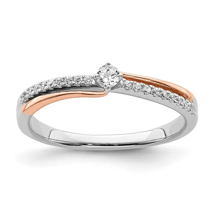 Goldia Rings 14k White Rose Gold Real Diamond Promise Ring