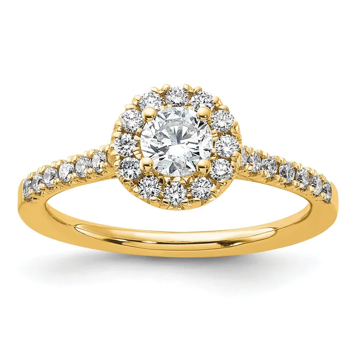 Goldia Rings 14k Yellow Gold 34 Ct Lab Grown Diamond VSSI G Round Halo Engagement Ring Goldia Rings 14k Yellow Gold 34 Ct Lab Grown Diamond VSSI G Round Halo Engagement Ring