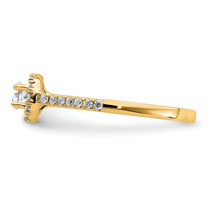 Goldia Rings 14k Yellow Gold 34 Ct Lab Grown Diamond VSSI G Round Halo Engagement Ring