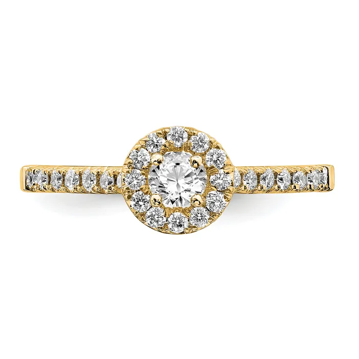 Goldia Rings 14k Yellow Gold 34 Ct Lab Grown Diamond VSSI G Round Halo Engagement Ring