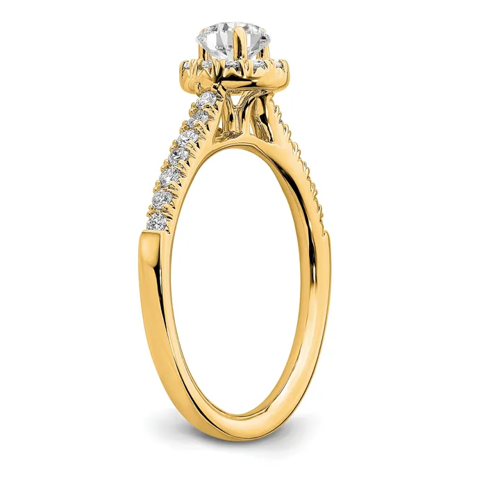 Goldia Rings 14k Yellow Gold 34 Ct Lab Grown Diamond VSSI G Round Halo Engagement Ring