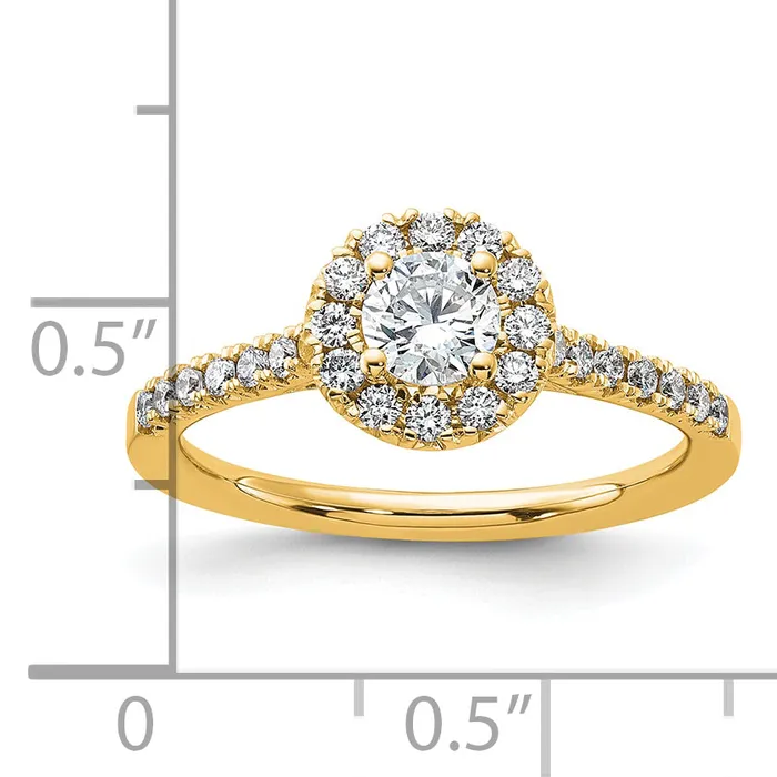 Goldia Rings 14k Yellow Gold 34 Ct Lab Grown Diamond VSSI G Round Halo Engagement Ring