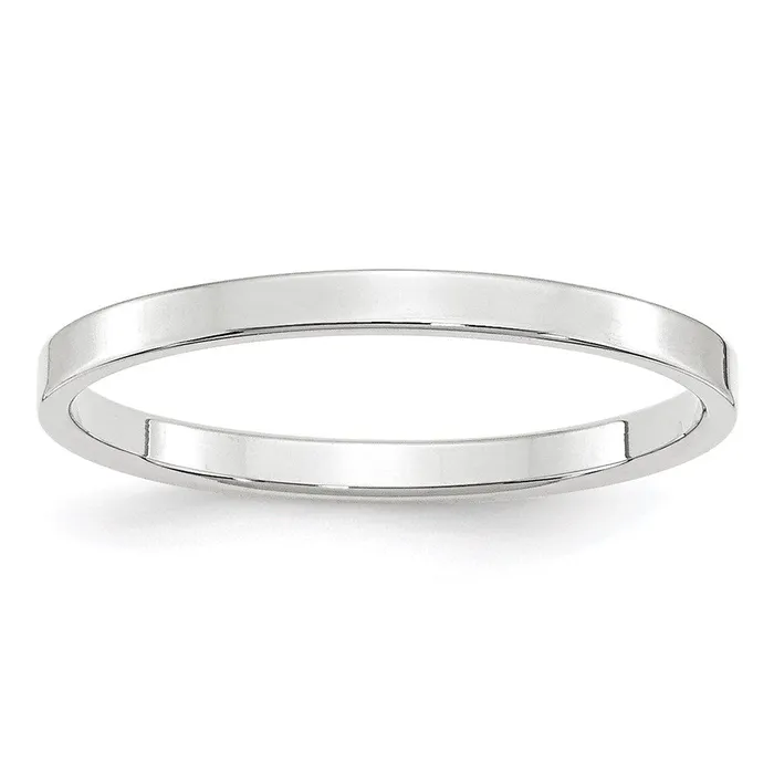 Goldia Rings Solid 14K White Gold 2mm Light Weight Flat MensWomens Wedding Band Ring Size 8 Goldia Rings Solid 14K White Gold 2mm Light Weight Flat MensWomens Wedding Band Ring Size 8