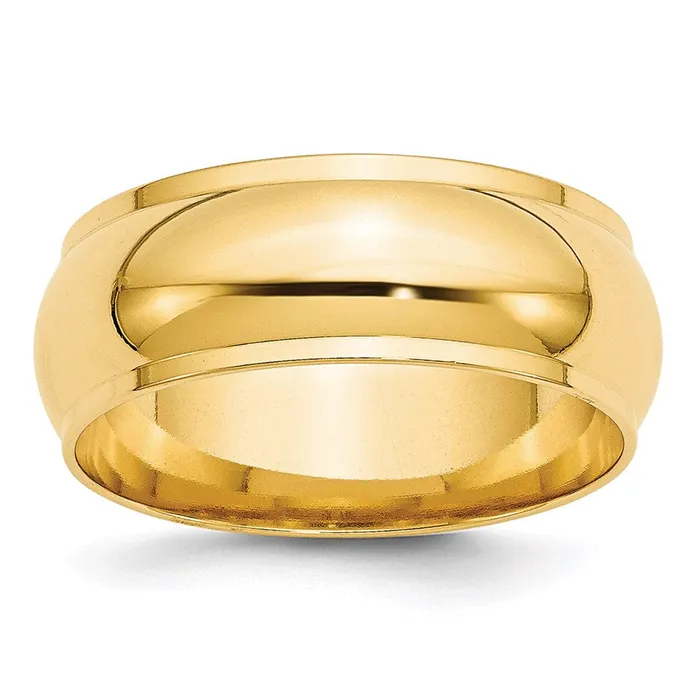 Goldia Rings Solid 14K Yellow Gold 8mm Half Round with Edge MensWomens Wedding Band Ring Size 11 Goldia Rings Solid 14K Yellow Gold 8mm Half Round with Edge MensWomens Wedding Band Ring Size 11