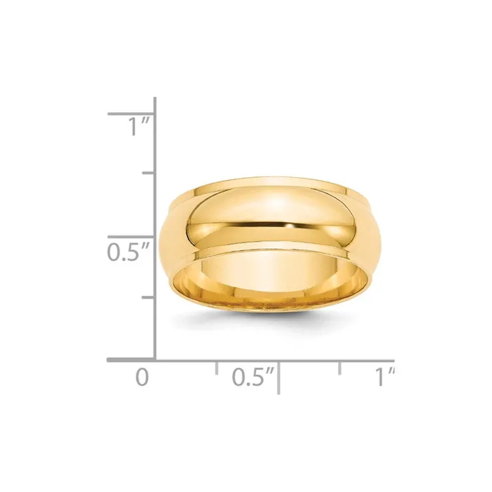 Goldia Rings Solid 14K Yellow Gold 8mm Half Round with Edge MensWomens Wedding Band Ring Size 11 Goldia Rings Solid 14K Yellow Gold 8mm Half Round with Edge MensWomens Wedding Band Ring Size 11