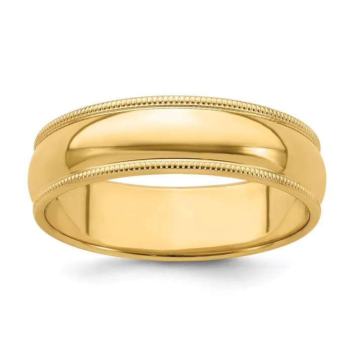 Goldia Rings Solid 18K Yellow Gold 6mm Milgrain HalfRound Wedding MensWomens Wedding Band Ring Size 8 Goldia Rings Solid 18K Yellow Gold 6mm Milgrain HalfRound Wedding MensWomens Wedding Band Ring Size 8