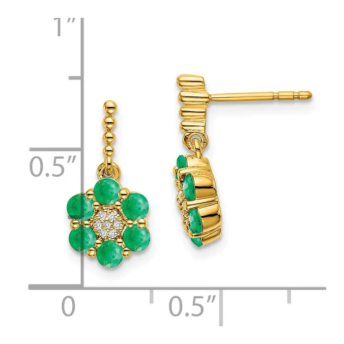 Goldia Solid 14k Yellow Gold Simulated Emerald and CZ Earrings Earrings