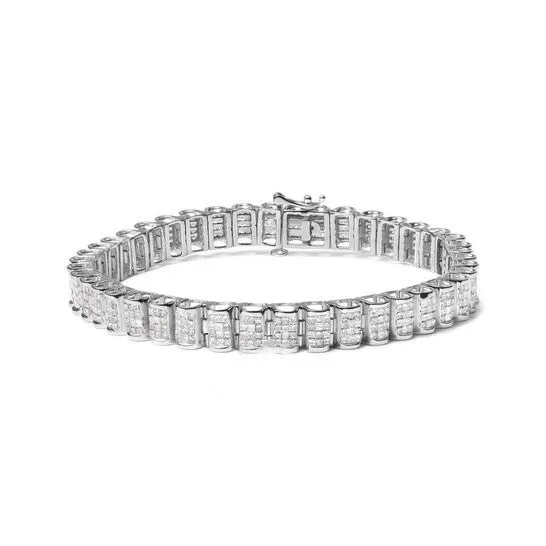 JMS always Original 14K White Gold 500 Cttw Square Princess Cut White Diamond Rectangular Invisible Set Link Tennis Bracelet HI Color SI2I1 Clarity Bracelets JMS always Original 14K White Gold 500 Cttw Square Princess Cut White Diamond Rectangular Invisible Set Link Tennis Bracelet HI Color SI2I1 Clarity Bracelets