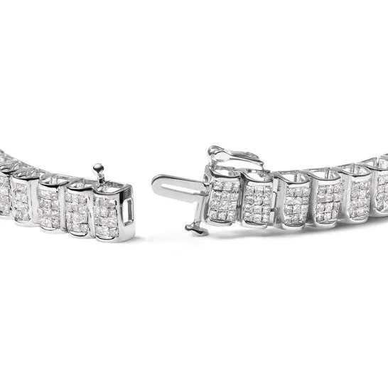 JMS always Original 14K White Gold 500 Cttw Square Princess Cut White Diamond Rectangular Invisible Set Link Tennis Bracelet HI Color SI2I1 Clarity Bracelets JMS always Original 14K White Gold 500 Cttw Square Princess Cut White Diamond Rectangular Invisible Set Link Tennis Bracelet HI Color SI2I1 Clarity Bracelets