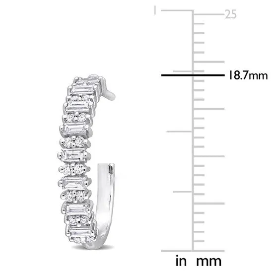 JMS always Original AMOUR 58 CT TDW Parallel Baguettecut and Diamond Open Hoop Earrings In 14K White Gold 34mm Earrings JMS always Original AMOUR 58 CT TDW Parallel Baguettecut and Diamond Open Hoop Earrings In 14K White Gold 34mm Earrings