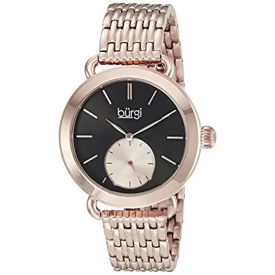 JMS always Rings Original Burgi Black Dial Ladies Rose Gold Tone Watch BUR153RG
