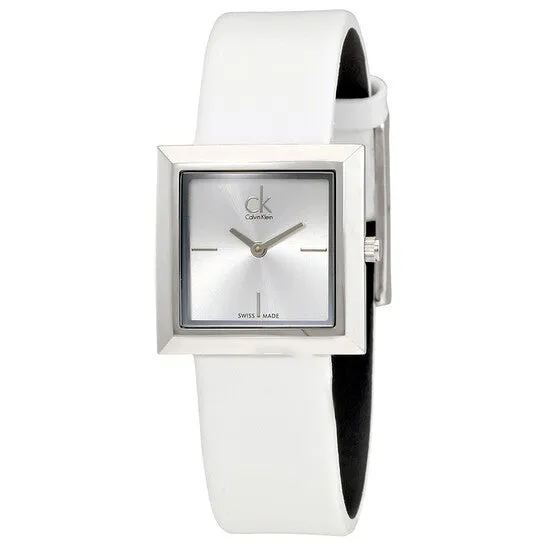 JMS always Watches Original Calvin Klein Mark Silver Dial White Leather Ladies Watch K3R231L6 JMS always Watches Original Calvin Klein Mark Silver Dial White Leather Ladies Watch K3R231L6