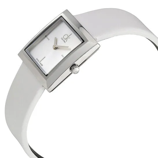 JMS always Watches Original Calvin Klein Mark Silver Dial White Leather Ladies Watch K3R231L6 JMS always Watches Original Calvin Klein Mark Silver Dial White Leather Ladies Watch K3R231L6