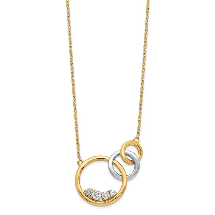 Necklaces 14k TwoTone Gold Polished Real Diamond Triple Circle 18in Necklace Goldia Necklaces 14k TwoTone Gold Polished Real Diamond Triple Circle 18in Necklace Goldia
